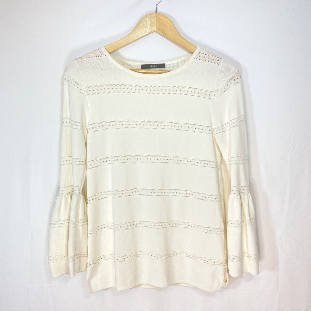 Avec bell sleeve sweater, cream/ivory, size XS